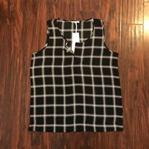 NWT Pleione Black/White Plaid Top